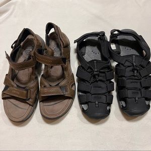 KHOMBU BLUE SHARK LEATHER AND EARTH SPIRIT BROWN BUNDLE SANDALS 13